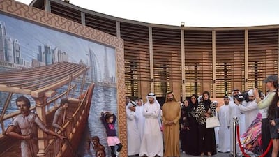 Sheikh Mohammed and Sheikh Hamdan visit the Dubai Canvas Art Festival. Courtesy: Dubai Government Media Office