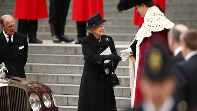 Queen Elizabeth II leaves the ceremonial funeral. Dan Kitwood / Getty Images