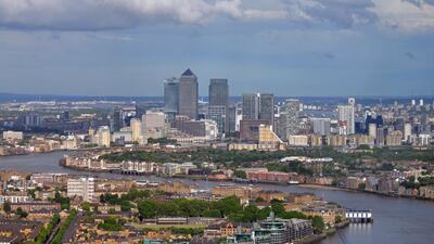 Canary Wharf viewed from The Shangri-La hotel. Rosemary Behan / The National