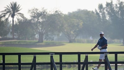 DUBAI, UNITED ARAB EMIRATES - FEBRUARY 03: Darren Clarke of Northern Ireland on the par three 7th hole during the pro-am event prior to the Omega Dubai Desert Classic on the Majlis course at the Emirates Golf Club on February 3, 2016 in Dubai, United Arab Emirates. (Photo by Ross Kinnaird/Getty Images)