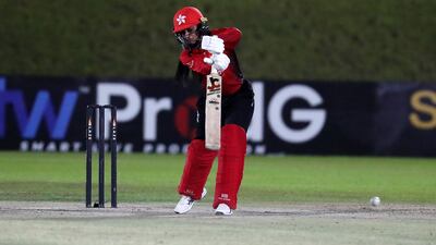 Shanzeen Shahzad of Hong Kong plays a shot.