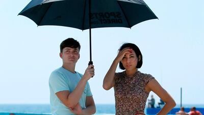 Rosset takes cover on set. AFP