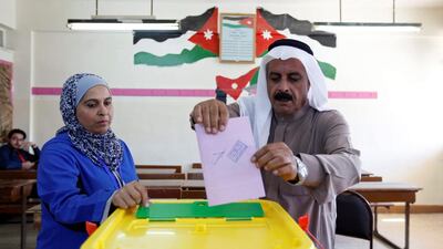 A Jordanian man casts his vote at a polling station for parliamentary elections in Amman, Jordan on September 20, 2016. Muhammad Hamed / Reuters