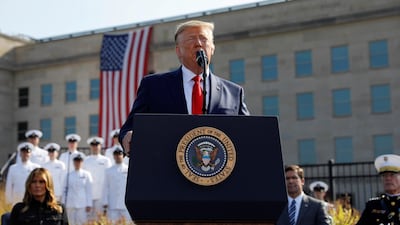 Mr Trump spoke at a ceremony marking the 18th anniversary of September 11 attacks. Reuters