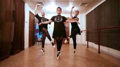 Members of Abu Dhabi's Fantasia Ballet from left: Sharon Van Schie, age 18, from South Africa, Nadeen Farisi, 17, from Iraq, and Nadia Kotaishova, 17, from the Czech Republic.