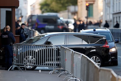 Nicolas Sarkozy arrives by car at La Sante Prison in Paris. EPA