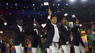 The Refugee Olympic Team marched under the Olympic flag in Rio. Kai Pfaffenbach / Reuters