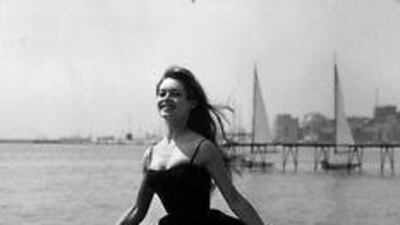 The original Cannes starlet, Brigitte Bardot, on the beach in the 1950s.