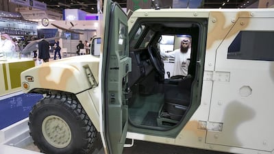 Kia's $200,000 armoured personnel carrier, set to go into production next year, on display at Idex. Silvia Razgova / The National