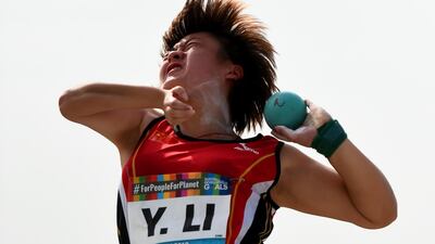 Yingli Li of China competes during the Women's Shot Put F37 on Day Three of the IPC World Para Athletics Championships 2019 Dubai, United Arab Emirates. Getty Images