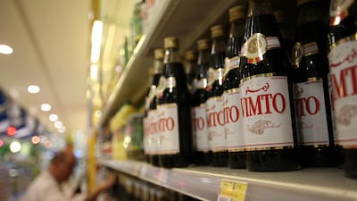 Vimto bottles for sale at Lulu Hypermarket in Al Wahda Mall, Abu Dhabi.