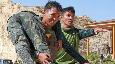 Soldiers from the Philippines take part in the competition in Zarqa, north-east of Amman. AFP