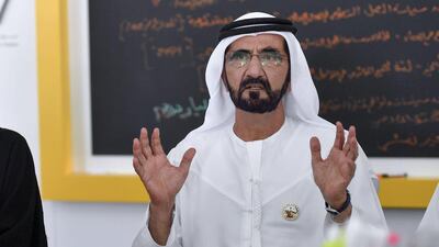 Sheikh Mohammed bin Rashid, Vice President and Ruler of Dubai, at the Year of Giving Retreat on Wednesday. Wam