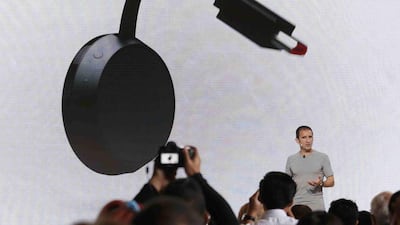 Mario Queiroz introduces the Google Chromecast Ultra streaming device at the Google presentation. Beck Diefenbach / Reuters