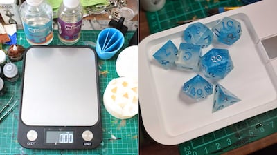 A project manager by day, Khalid Al Mehairbi says crafting his own dice to play with feels therapeutic. Photo: Khalid Al Mehairbi