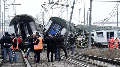 It is the most serious rail accident in Italy since 23 people were killed in a high-speed head-on collision between two passenger trains in July 2016 in the southern Puglia region. Flavio Loscalzo / ANSA via AP