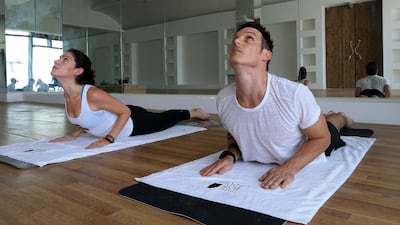 Bhujangasana (Cobra Pose): Increases spinal strength and flexibility. Helps prevent lower backache. Cures lumbago, rheumatism, slipped discs, kyphosis, scoliosis and arthritis of the spine. Improves the functioning of the liver, spleen and adrenals. Stretches the thyroid, flushes the kidneys, regulates blood pressure and diabetes. Fights vertigo, dizziness and loss of appetite. Improves poor posture and digestion. Decongests the nervous system. Helps to relieve headaches and migraines. Relieves menstrual problems and flushes reproductive organs. Ravindranath K / The National