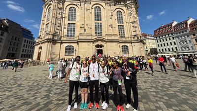 UAE transplant athletes at the Frauenkirche Dresden church, where donors were remembered at a multi-faith prayer service. Photo: Katie Larkins