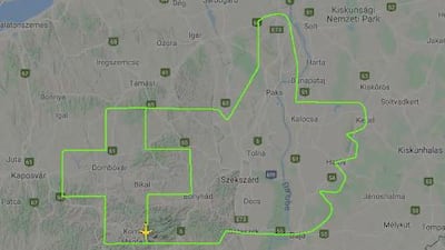 A Magnus Fusion 212 pilot took to the sky over Hungary on March 27, 2020, to show their appreciation for healthcare professionals. Courtesy FlightRadar24