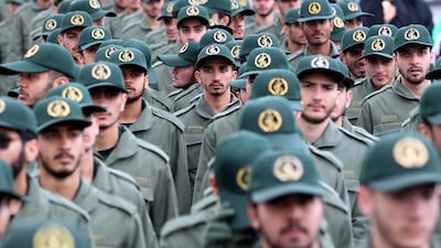 Members of the Islamic Revolutionary Guard Corps (IRGC) shout slogans during a ceremony marking the 40th anniversary of the 1979 Islamic Revolution, at the Azadi (Freedom) square in Tehran, Iran, 11 February 2019. EPA