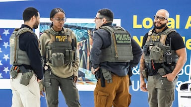 ICE agents at Newark Liberty International Airport in Newark, New Jersey, on March 23, 2026. AFP