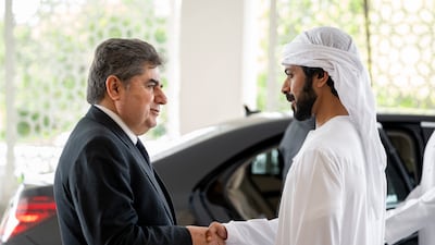 Sheikh Khalifa bin Tahnoon bin Mohamed, Chairman of the Abu Dhabi Crown Prince's Court, receives mourners at Al Mushrif Palace.