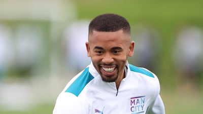 Manchester City's Gabriel Jesus during training for the clash against Real Madrid. Reuters