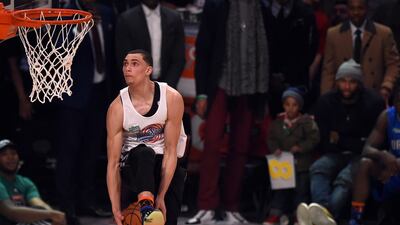 Soaring to win an NBA Slam Dunk Competition during an all-star weekend does not mean that Zach LaVine of the Minnesota Timberwolves is a star in ascension. Timothy A Clary / AFP