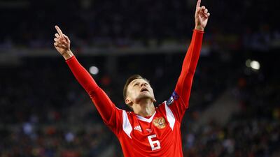 ussia's Denis Cheryshev celebrates scoring their first goal. Reuters