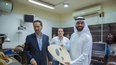 Naseer Shamma and Saif Saeed Ghobash at Bait Al Oud in Abu Dhabi. Courtesy TCA Abu Dhabi