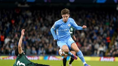 Manchester City's James McAtee during a Champions League last-16 second-leg match against Sporting Lisbon at the Etihad Stadium in March, 2022. PA