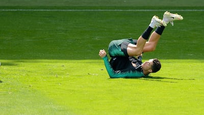 Cristiano Ronaldo trains before the final. EPA