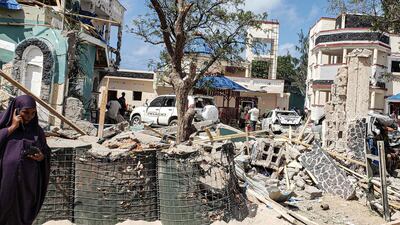 The Medina hotel in Kismayo following Friday's attack. AFP