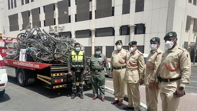 Dubai Police confiscated more than 400 bicycles and electric mopeds during its road safety campaign. Photo: Dubai Police