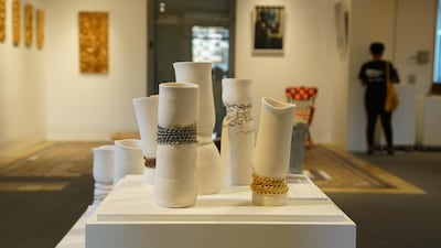 Ceramic candle holders by Saccal Design house are part of the Independent Beirut exhibition. Courtesy Taim Karesly