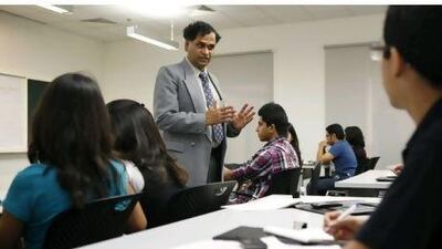 Prof T R Venkatesh, the head of academics at Amity University, hopes the 70-plus UAE-based alumni from Indian campuses will be ambassadors for cutting-edge courses. Photos by Antonie Robertson / The National
