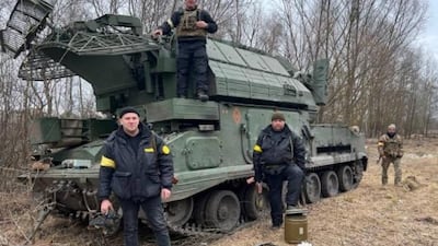 A Tor-M1 SAM system, designed to shoot down cruise missiles and drones, was abandoned in a field on Aivaras Abromavicius's farm in Chernihiv. Photo: Aivaras Abromavicius