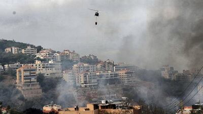 Smoke rises over the Lebanese countryside. Image @LebarmyOfficial via Twitter
