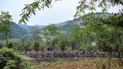 The peloton during the Barbotto ascent. AFP