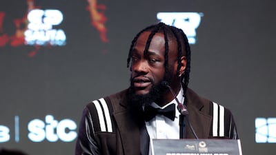 Deontay Wilder speaks during the 'Day Of Reckoning' press conference. Getty Images