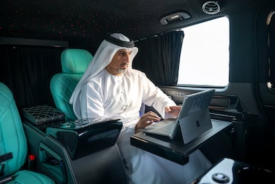 Abdullah Al Nasser says more than 70 per cent of his legal services are provided from the van. Ahmed Ramzan / The National