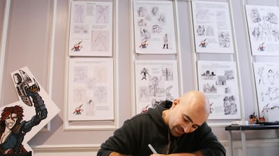 Suleiman Bakhit at the animation art gallery in London. RANDY QUAN FOR THE GLOBE AND MAIL