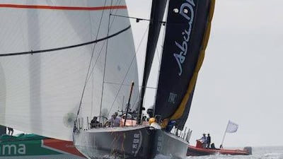 The Abu Dhabi Ocean Racing crew take part in a practice race in Sanya, China, on Thursday.
