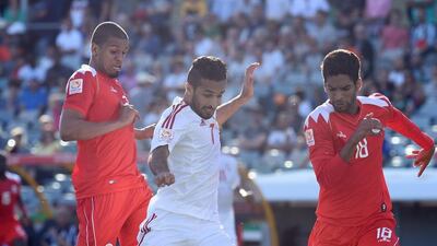 Mabkhout attempting an effort on goal. The Jazira striker opened the scoring after just 14 seconds.