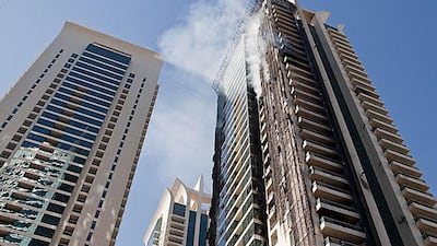 The residents of Tamweel Tower have been banned from re-entering their building for 24 hours. Antonie Robertson / The National