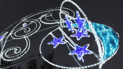 Ramadan decorations on the Corniche at sunset in Abu Dhabi. Chris Whiteoak / The National