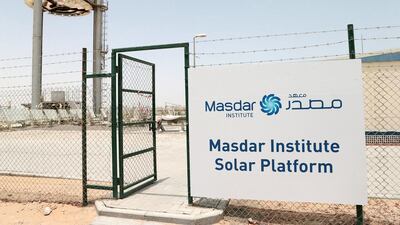 Above, Masdar Institute's solar platform facility in Abu Dhabi. Christopher Pike / The National