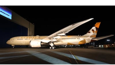 Etihad Airways’ first Boeing 787-9 rolls out of Seattle. Courtesy Etihad