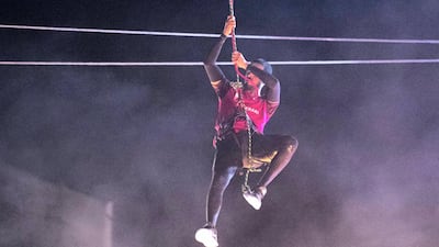 Male employees compete on the final day of the Dubai Government Games held at Kite Beach, Dubai. Reem Mohammed / The National