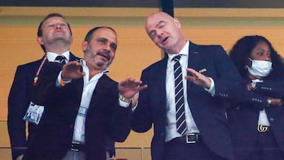 Jordan FA boss Ali bin Hussein with Fifa president Gianni Infantino. Reuters